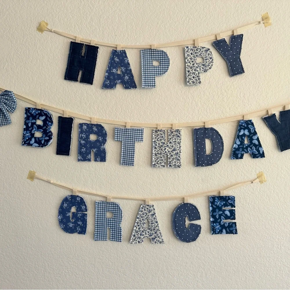 Handmade Custom Fabric Name Banner – Personalized Décor & Gift (up to 5 letters)